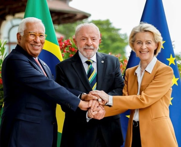 presidente Luiz Inácio Lula da Silva encontrou-se hoje, 16 de junho, em Évian, na França, à margem da reunião do G7, com a presidente da Comissão Europeia, Ursula von der Leyen, e com o presidente do Conselho Europeu, António Costa
